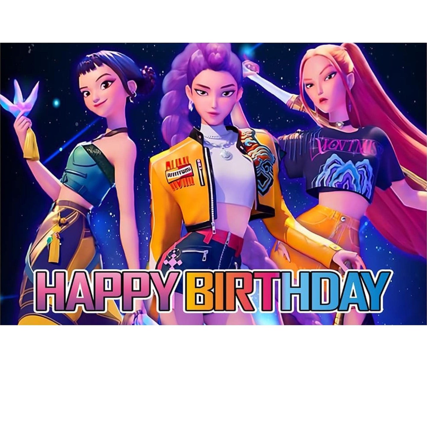 KPop Demon Hunters Birthday Party Backdrop, 3x5 Foot Banner with Fast Shipping