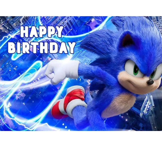 Sonic The Hedgehog Birthday Party Backdrop 5x3 Foot Banner Decoration Fast Shipping Available