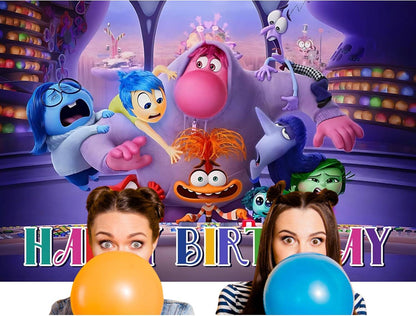 Inside Out 2 Birthday Party Backdrop, Kids Cartoon Theme (5x3 ft) Vinyl Banner with Fast Shipping