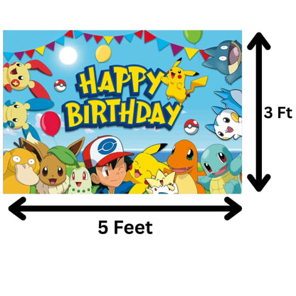 Pokemon Birthday Backdrop 3x5 Foot Happy Birthday Party Decoration Banner with Fast Shipping