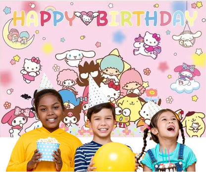 Hello Kitty Cartoon Kids Pink Party Photo Backdrop Decoration 5 x 3 Foot Size with Fast Shipping